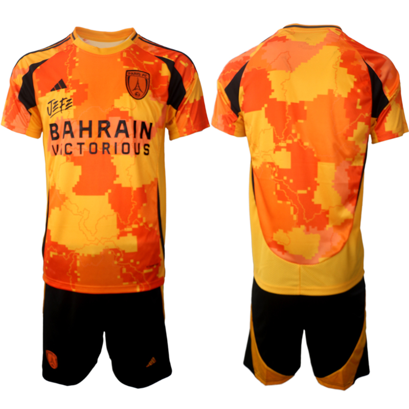 Men 2025-2026 Season Paris FC away Blank Orange Soccer Jersey->paris st german jersey->Soccer Club Jersey